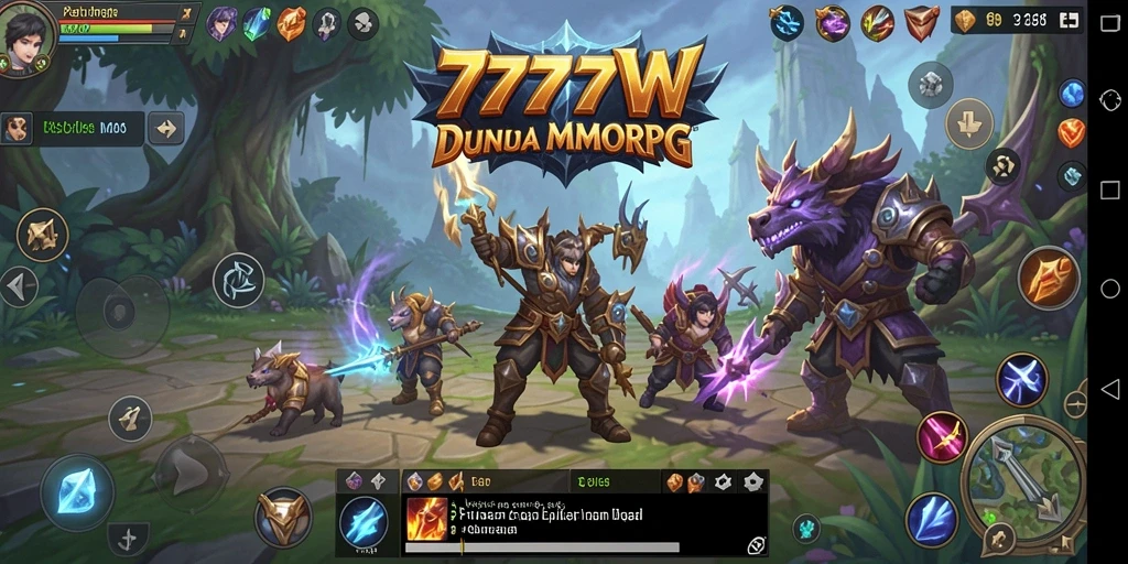 Tampilan gameplay epik dalam dunia fantasi 7777W.