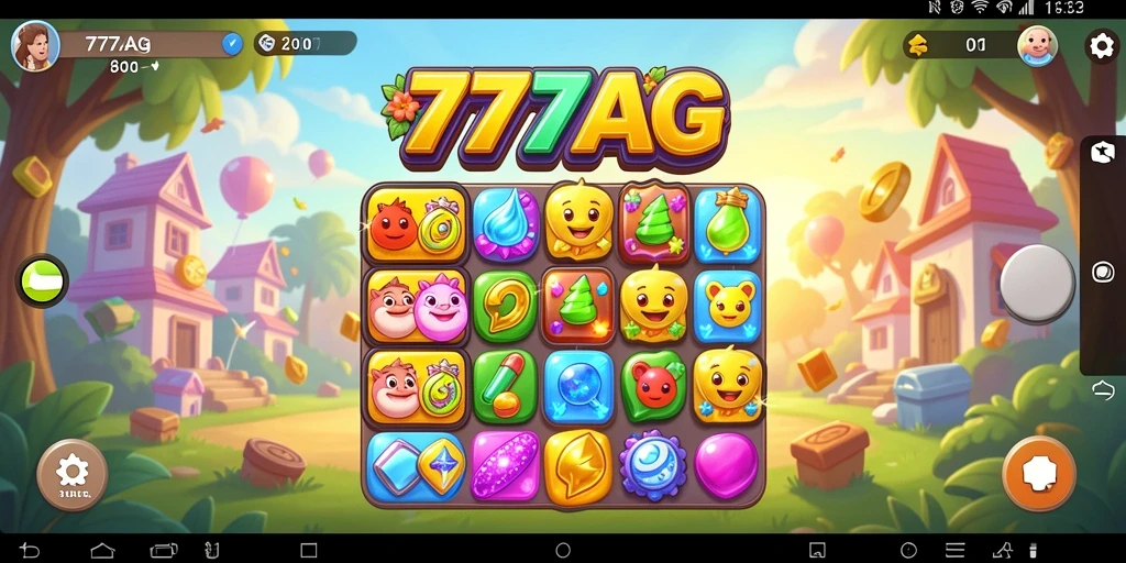 Screenshot utama 777AG menampilkan gameplay Match-3 yang seru.