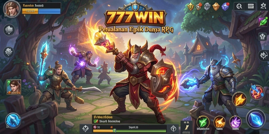 Tampilan gameplay <strong>777WIN</strong> yang menampilkan pertarungan seru di dunia RPG.