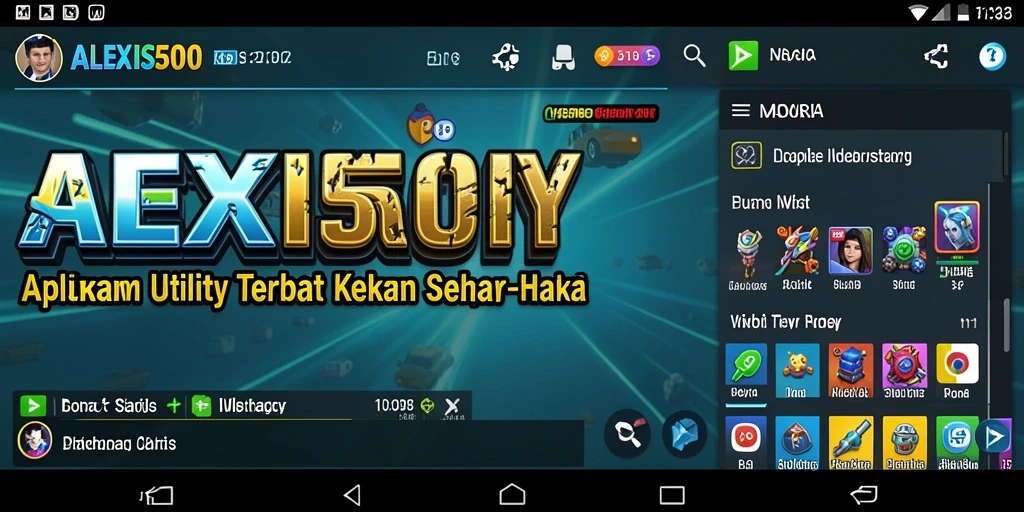 Screenshot ALEXIS500 menampilkan antarmuka aplikasi yang user-friendly.