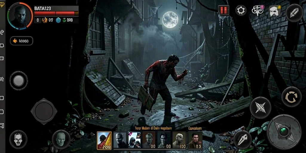 Screenshot gameplay BATA123 menampilkan suasana menyeramkan yang mendebarkan.