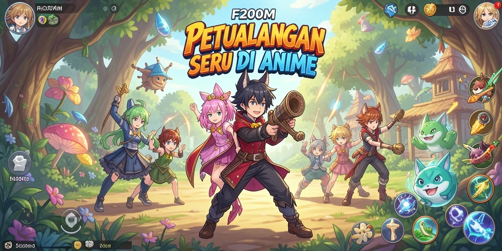 Screenshot gameplay F200M yang menampilkan karakter Anime beraksi.