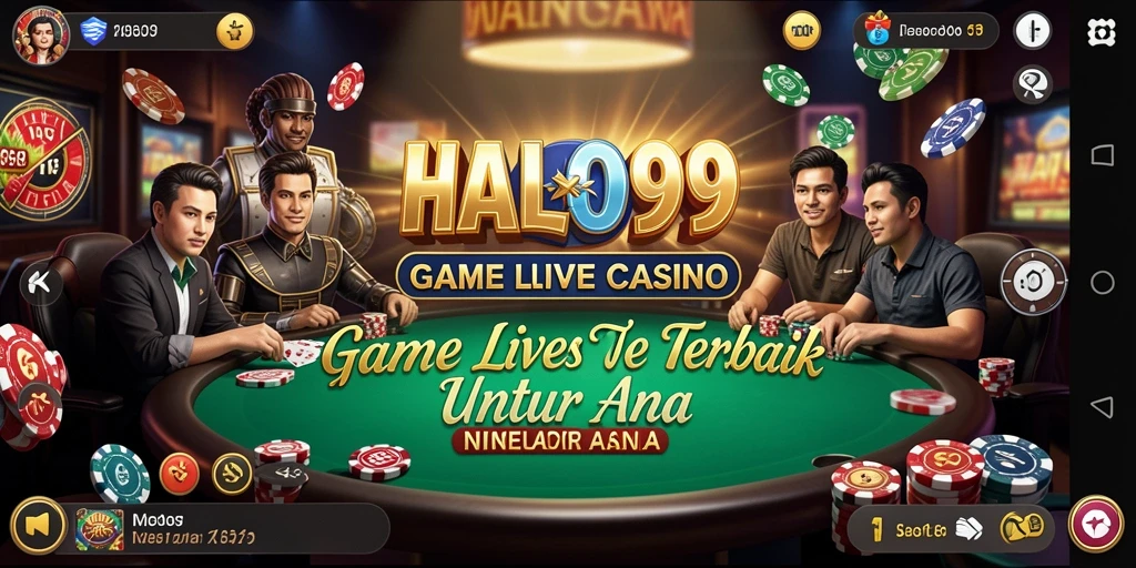 Tampilan gameplay HALO99 dengan dealer langsung dan interaksi pemain.