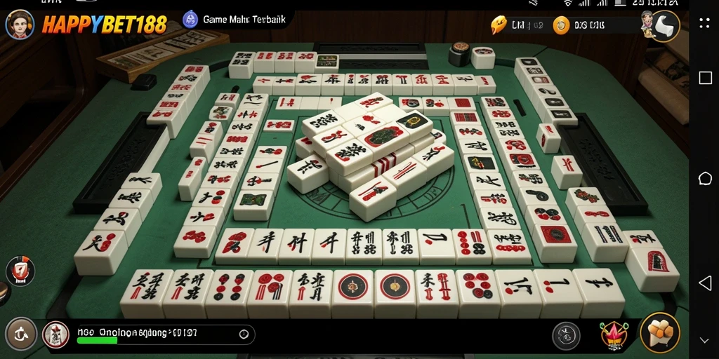 Screenshot utama HAPPYBET188 menampilkan gameplay Mahjong yang menarik.