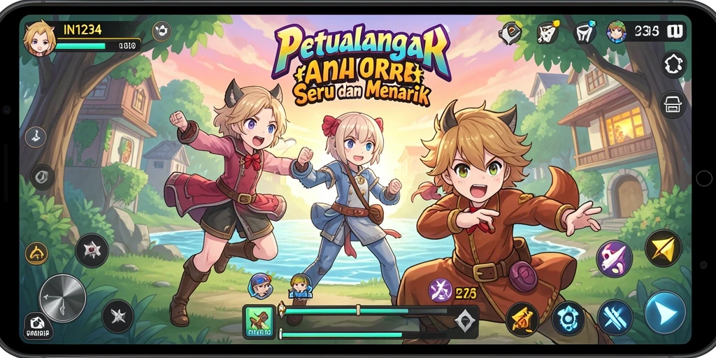 Screenshot gameplay IN1234 menampilkan aksi seru di dunia anime.