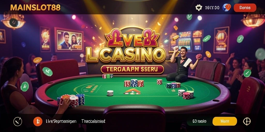 Screenshot gameplay Live Casino MAINSLOT88 dengan dealer langsung.