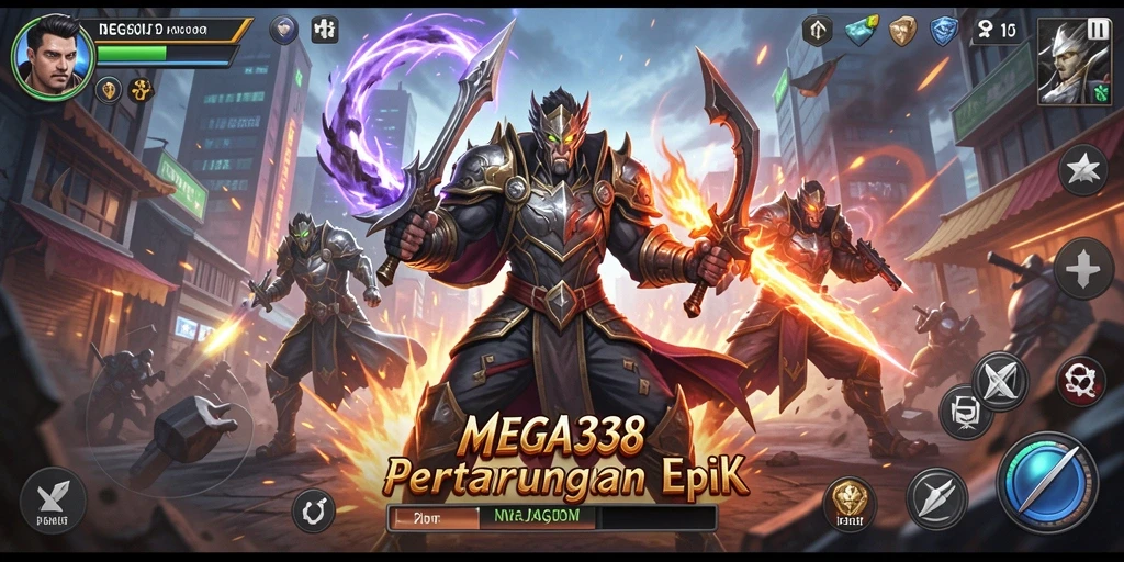 Tampilan gameplay MEGA338 yang penuh aksi dalam pertarungan serius.