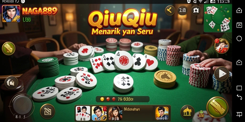 Tampilan antarmuka permainan QiuQiu yang menarik dan interaktif.