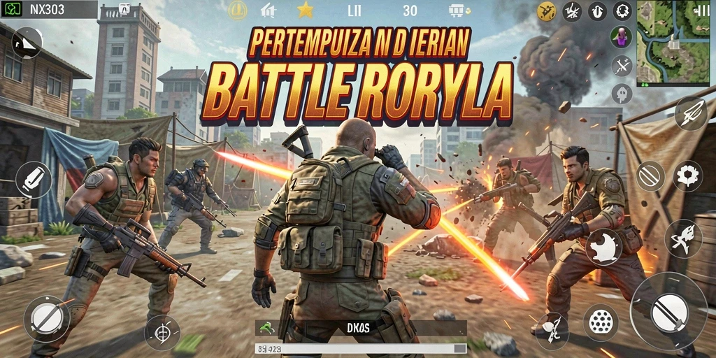 Tangkapan layar menunjukkan aksi seru di gameplay NX303 Battle Royale.