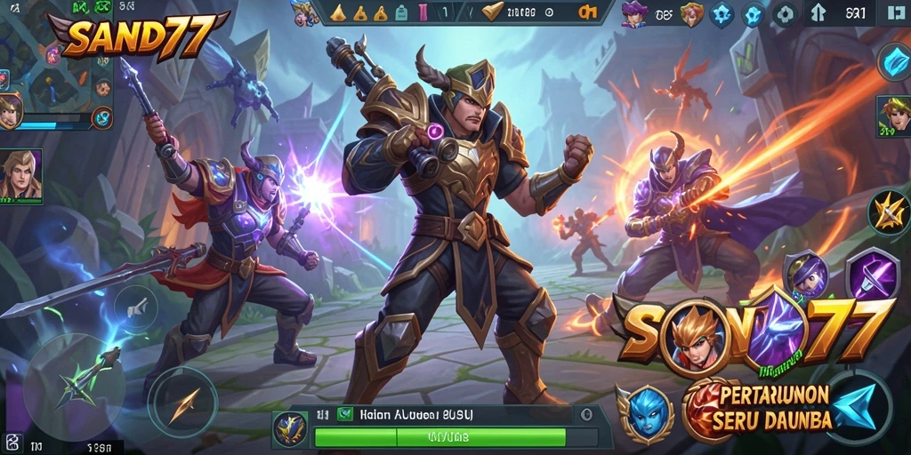 Tampilan gameplay seru dari SAND77 di arena MOBA.