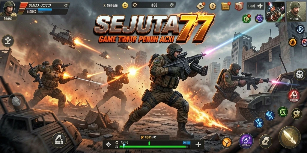 Tampilan seru gameplay SEJUTA77 dengan aksi pertempuran yang menegangkan.