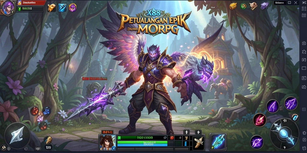 Tampilan gameplay X88 menampilkan aksi seru dalam dunia MMORPG.